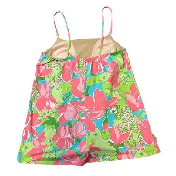 Lilly Pulitzer One-Piece Parrot Pattern Pink & Green Swimsuit Size 8  Vintage - Picture 2 of 10